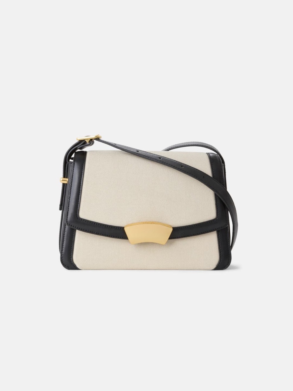 3.1 Phillip Lim Cream and Black Leather-Trim Shoulder Bag with Gold Closure